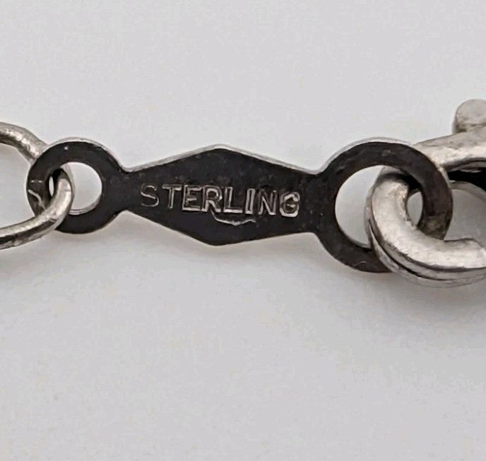 Beautiful Vintage Sterling Silver Heart Locket Figaro Chain Necklace 19"3