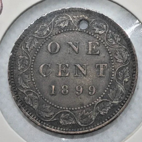 CANADA - 1899 Large Canadian 1 Cent Penny - VF-30 Drilled - SHIPPING LOW COST - NumisFind