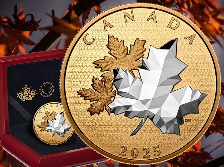 2025 Canada 50$ MAPLE LEAVES IN MOTION-5 Oz 99.99% pure Silver Coin-Mintage 20000