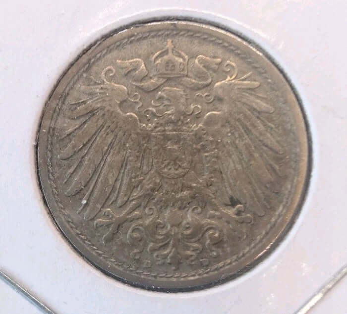 1909D Germany 10 Pfennig Coin – German Empire WWI Era Vintage Pfennig1