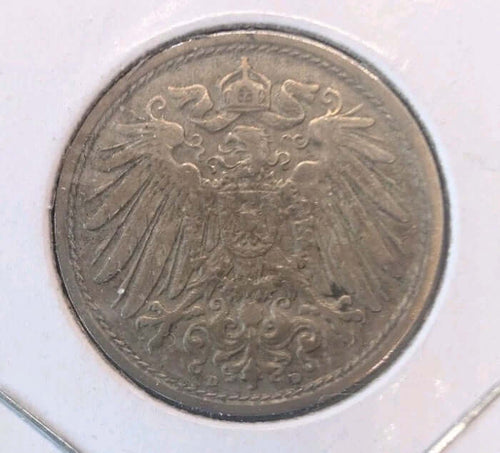 1909D Germany 10 Pfennig Coin – German Empire WWI Era Vintage Pfennig1