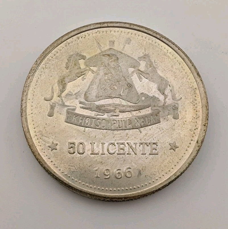 1966 Lesotho Silver 50 Cent Licente Coin UNC - 0.900 Silver 28.1g0