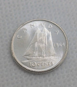 Canada 1964 10 CENT 10c SILVER DIME UNC COIN 0.8 Silver coin0