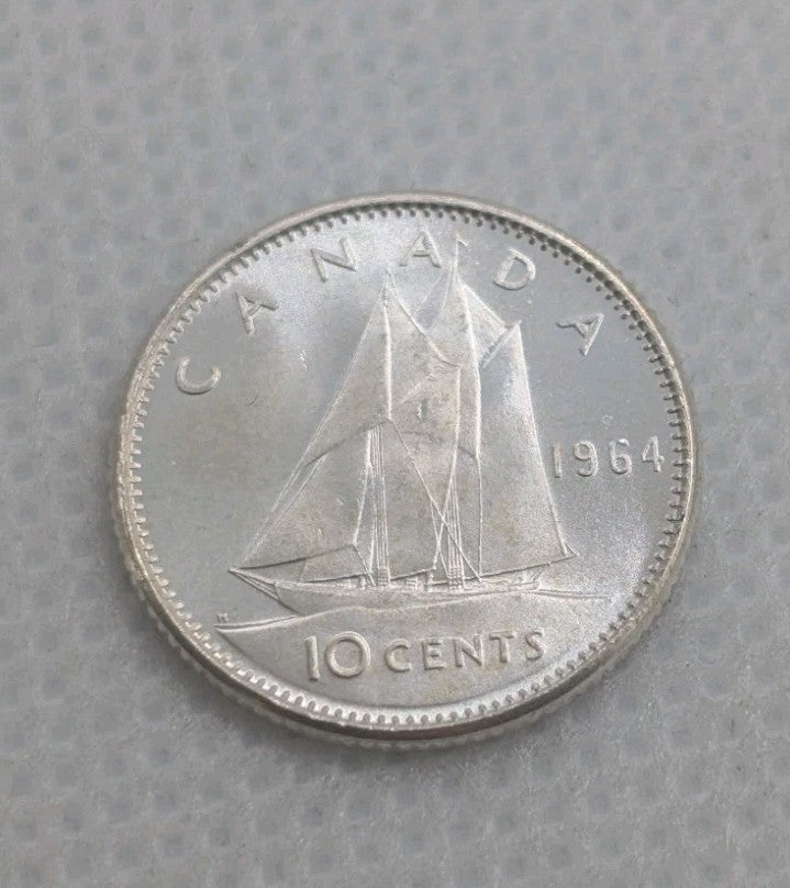 Canada 1964 10 CENT 10c SILVER DIME UNC COIN 0.8 Silver coin0
