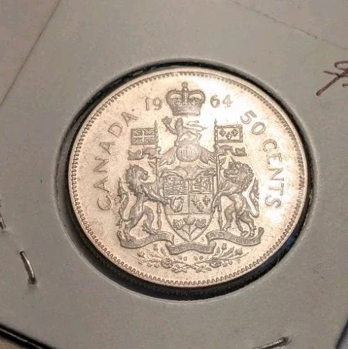 1964 Canadian 50 Cents .800 Silver Half Dollar Queen Elizabeth II UNC - NumisFind