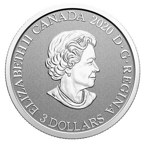 Canada $3 Pure Silver Coloured Coin, Blue Iris Floral Quebec emblem, 2020 - NumisFind