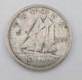 1957 Canada 10c Silver coin Dime - 2g of pure silver0