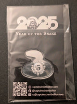 2025 Year of the Snake 5 Gram Silver bar in Assay - Captain Chest Bullion1
