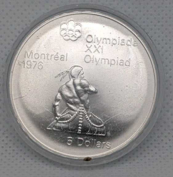 1976 Montreal Olympics 5 Five Dollar Silver Coin Canoe 1974 BU0