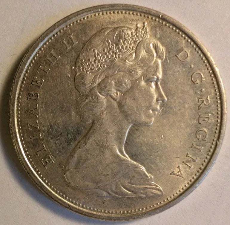 1966 Canadian 50 Cents .800 Silver Half Dollar Queen Elizabeth II - AU - NumisFind