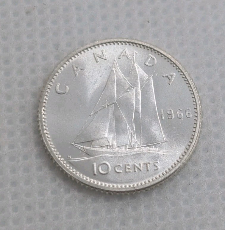Canada 1966 10 CENT 10c SILVER DIME UNC COIN 0.8 Silver coin0
