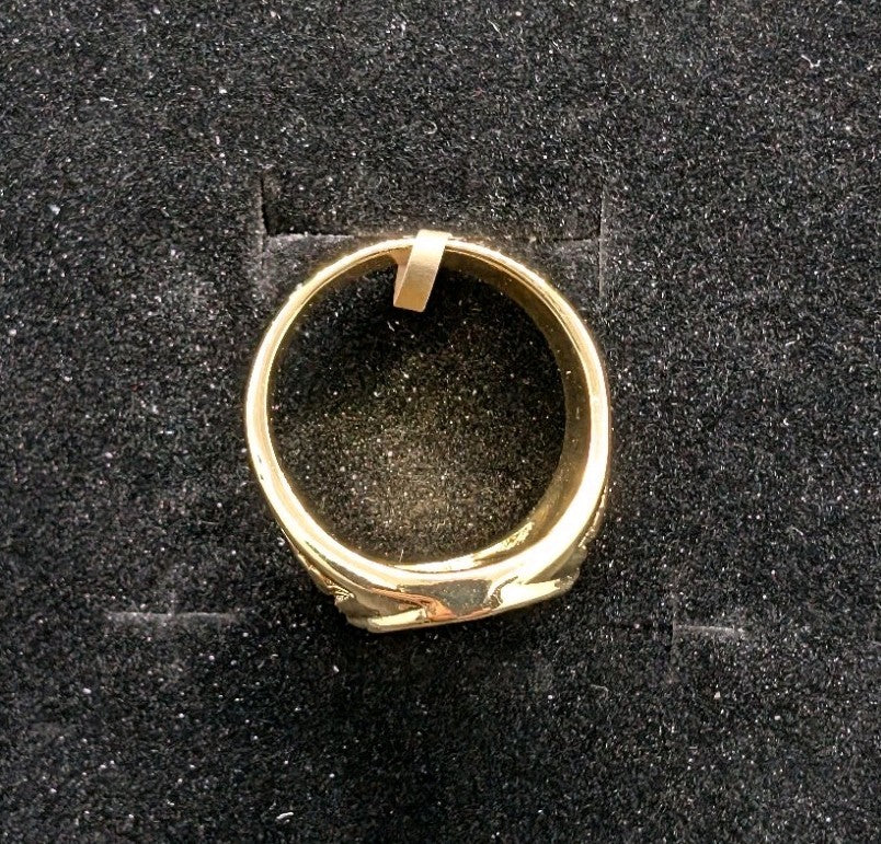 Designer Handmade Textured Saints Gold Plated Ring For Anniversary Gift2
