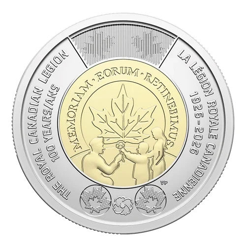2026 Canada $2 Toonie UnColourized Royal Canadian Legion 100 Anniv UNC0