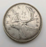 Canada 1966 25 Cents 25c Canadian Caribou Quarter Coin - 80% Silver - ASW .150oz0