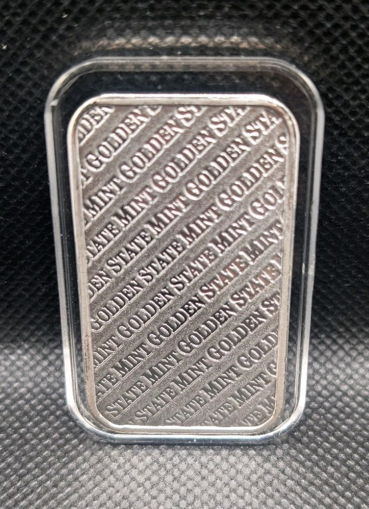 1 oz. GOLDEN STATE MINT logo art bar .999 fine silver1