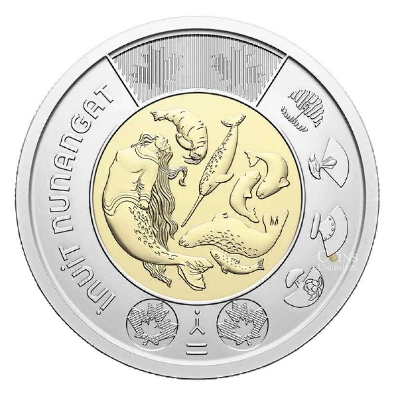 Canada 2024 Inuit Nunangat Non and Coloured BU UNC Toonies from a Roll!!2