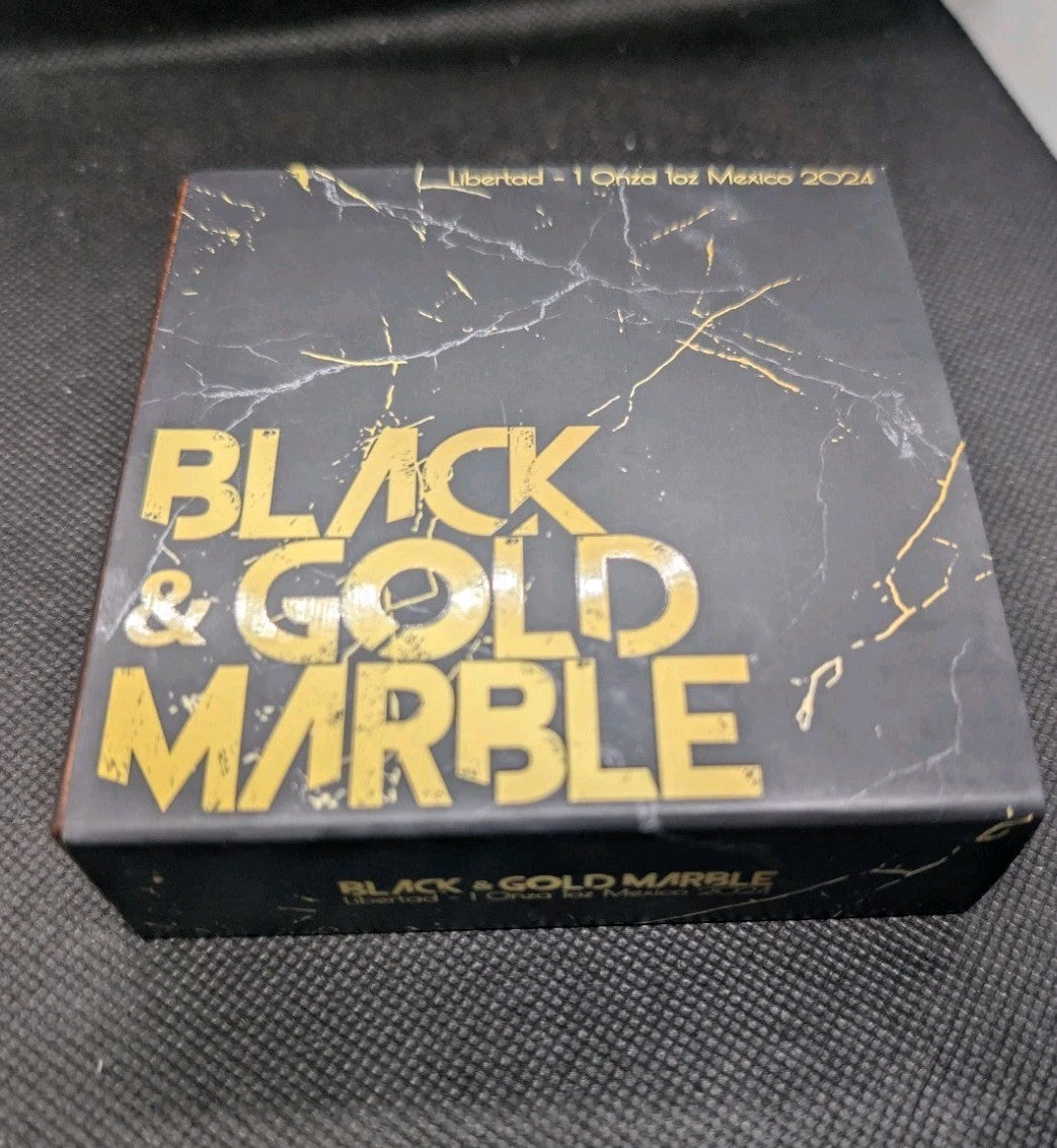 2024 1 oz .999 Silver Libertad Mexico Colorized Black And Gold Marble Edition3