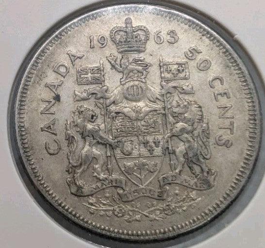 1963 Canadian 50 Cents .800 Silver Half Dollar Queen Elizabeth II Circulated - NumisFind