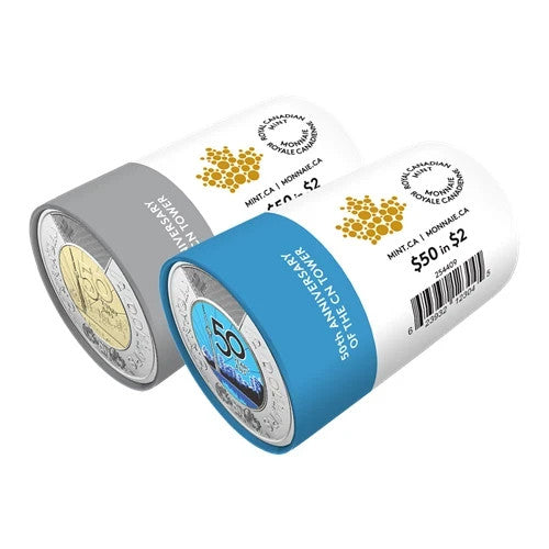 CN TOWER 2026 CANADA 25x$2x2 Color & NONColor Special Wrap Toonie Coin Rolls0