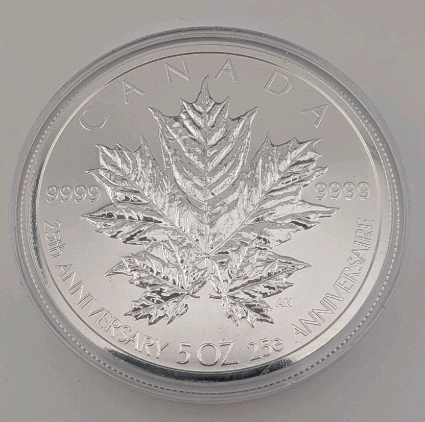 2013 Canada $50 Silver Maple Leaf 25Th Anniversary 5oz Silver 1