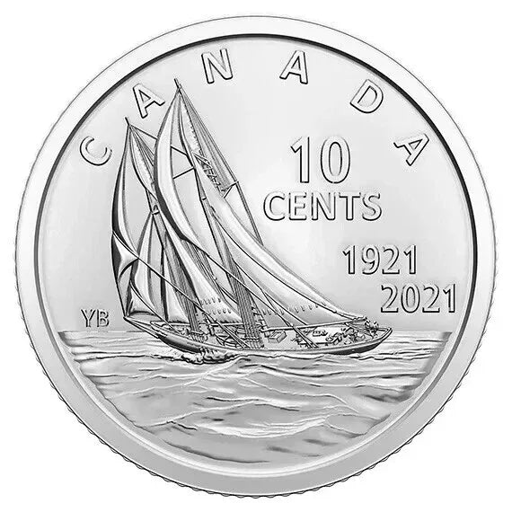 2021 BLUENOSE 100th Anniversary CANADA 10 Cent Dime Double Date From RCM Roll - NumisFind