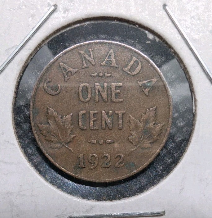 1922 Canada One Cent - Circulated VG80