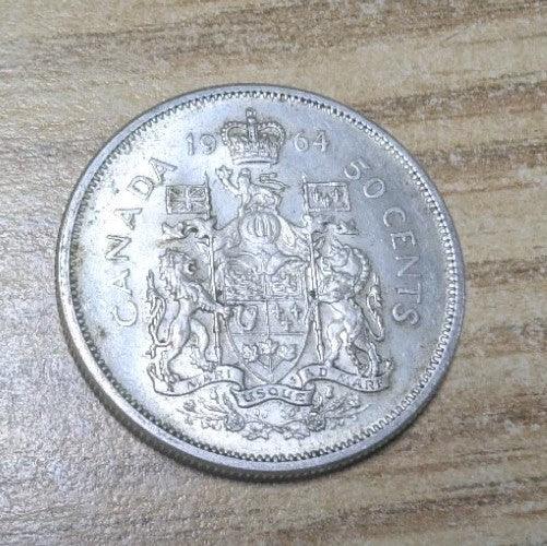 1964 Canadian 50 Cents .800 Silver Half Dollar Queen Elizabeth II Circ - NumisFind
