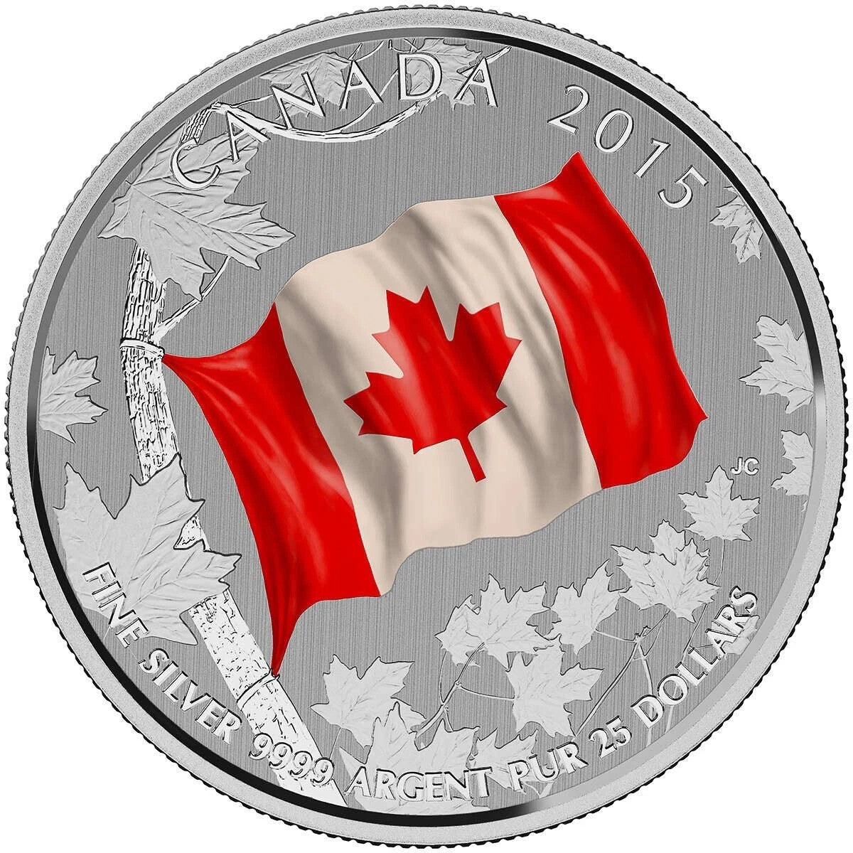 2015 CANADA $25 DOLLAR 99.99 FINE SILVER PROOF COIN - Colourized CANADIAN FLAG0