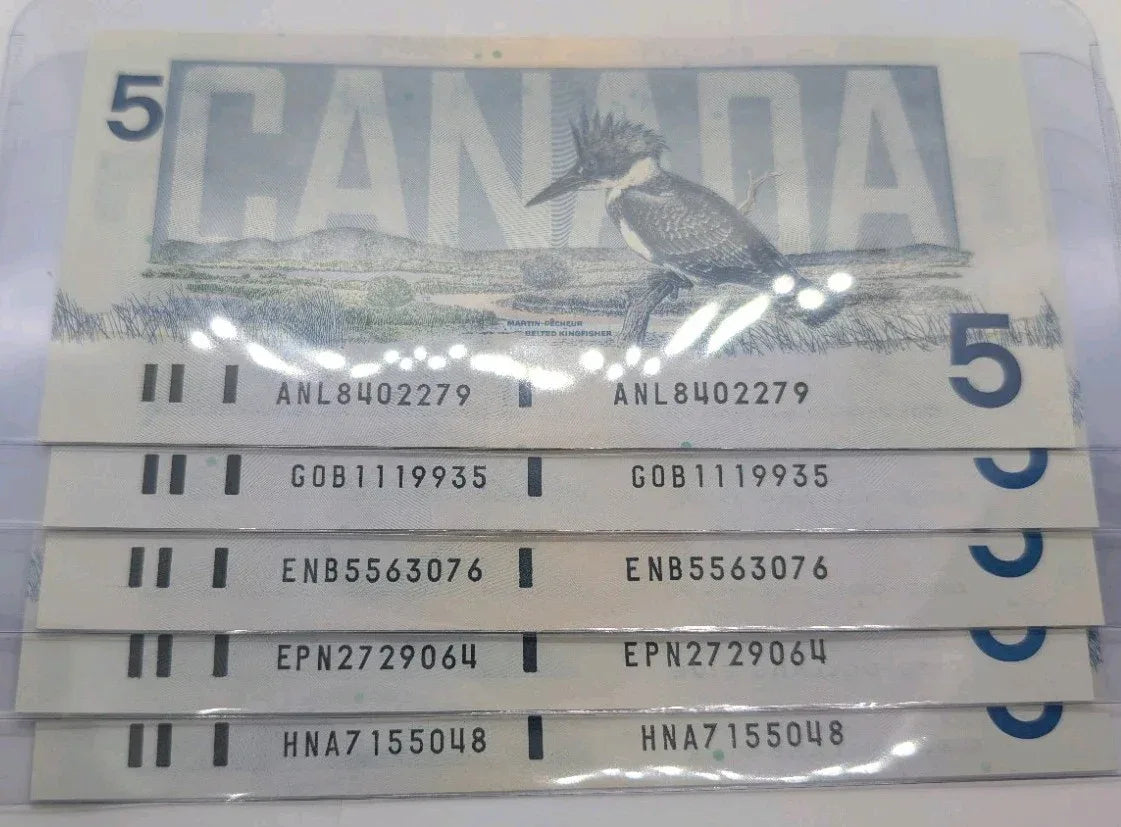 1986 Canada $5 Dollar Banknotes - lot of 5 - Include All Signatures - UNC - NumisFind