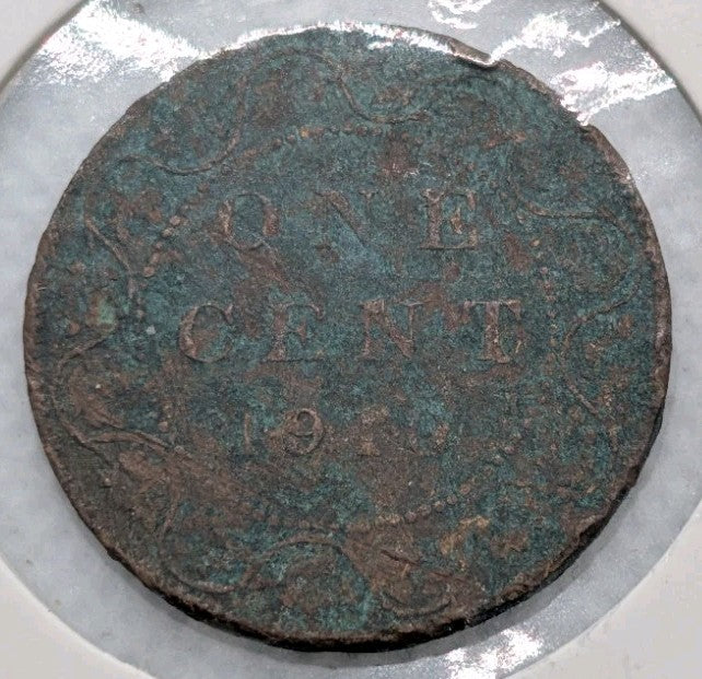 CANADA - 1910 Large Canadian 1 Cent Penny - G-4 - Bunch Of Verdigris0