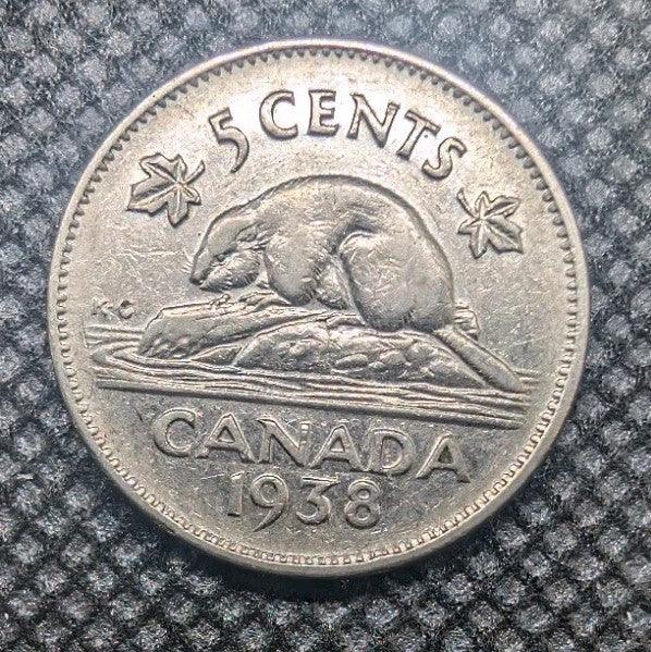 Canada 1938 5 Cent Coin Nickel Circulated - NumisFind