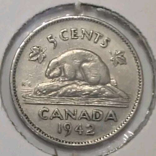 1941 1942 1943 TOMBAC Canada Five Cent 5c - LOT OF 3 Circulated Coins3
