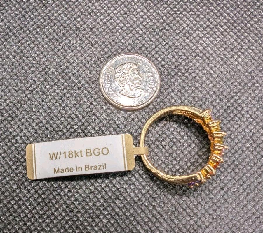 Pure 18K Gold plated Ring with colourful stones for Women beautiful jewelry - NumisFind