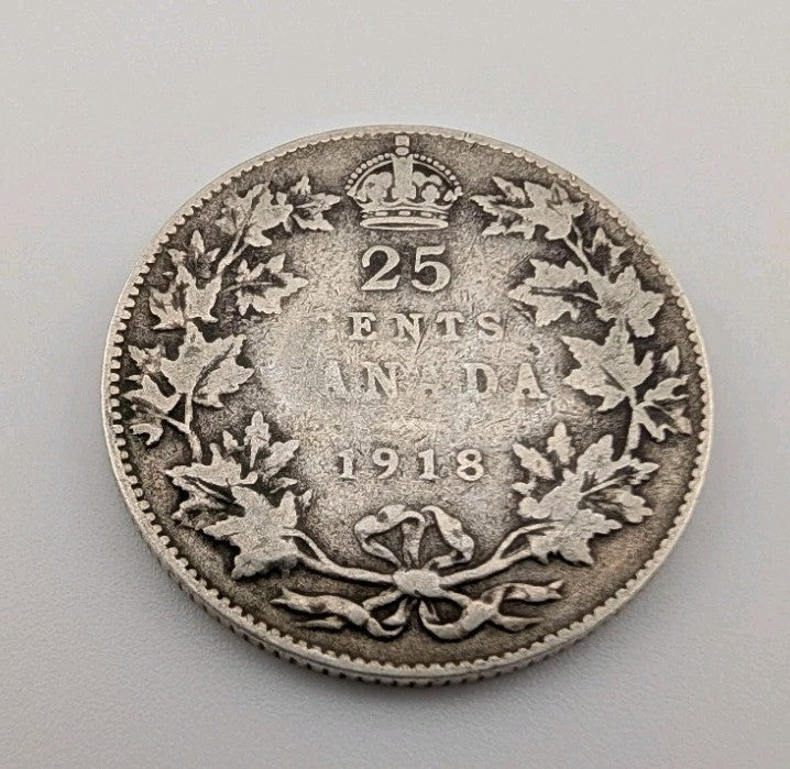 1918 Canada 25 Cents Sterling Silver!0