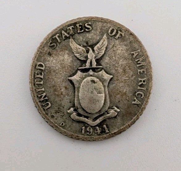 1944-D Philippines 20 Centavos Silver Foreign Coin - 0.75 Silver 4g1