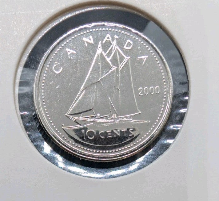 Mint error - Dbl Strike Trough Obv Canada 2000 W Rare Winnipeg Gem Mint 10 Cent2