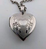Beautiful Vintage Sterling Silver Heart Locket Figaro Chain Necklace 19"1