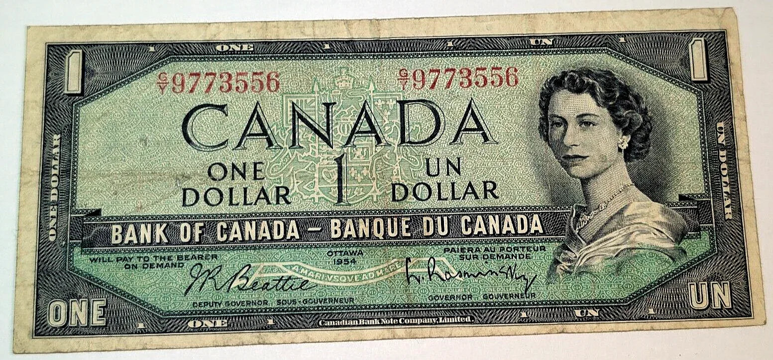 Canada $1 1954 QE II Circulated Note G/Y 9773556 - NumisFind