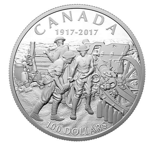 750 Mintage - 10oz Pure Silver 9999 - 2017 Vimy Ridge $100 Coin - With box & COA - NumisFind