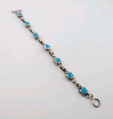 925 Sterling Mexico Turquoise Bracelet 7.2mm 7.5in - 19.25g1