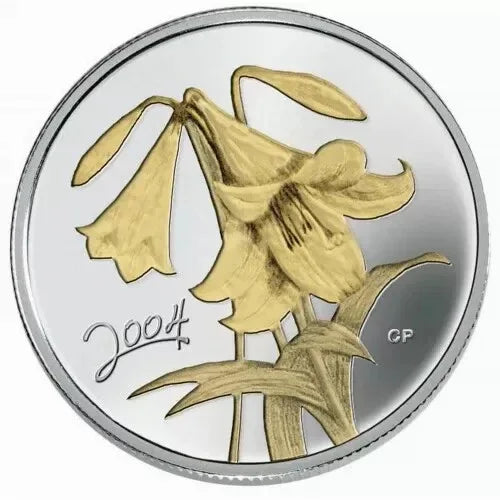 2004 Royal Canadian Mint EASTER LILY 50 Cent Sterling Silver And Gold Plated - NumisFind