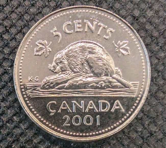 Canada 2001 P Canadian 5 Cent Nickel 5c Beaver0