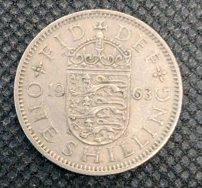 1963 UK GB GREAT BRITAIN ONE SHILLING COIN - ENGLISH CREST -0