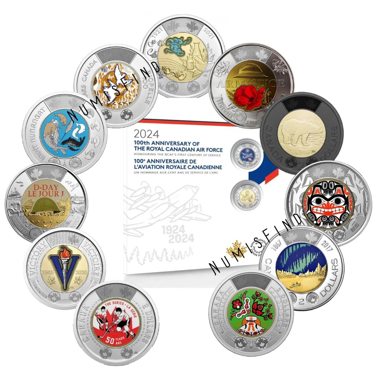 Canada Full Colored Toonie $2 Dollars 13-Coin Set, 2017 - 2024 - NumisFind