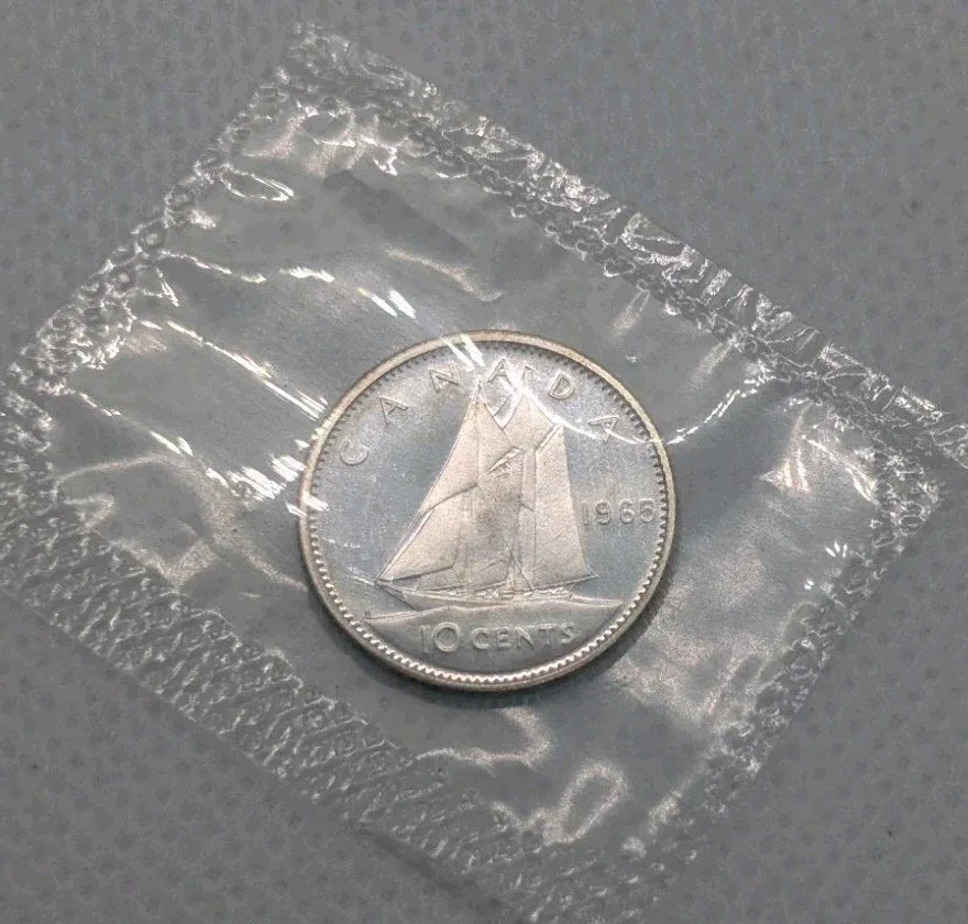 1965 Canadian 10 Cents .800 Silver Dime Queen Elizabeth II - BU Sealed - NumisFind