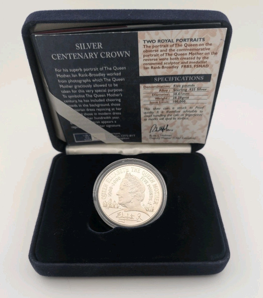 2000 Royal Mint 5 Pound Silver Coin - The Queen Mother Centenary Year1