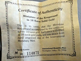 14K Gold Miniature Krugerrand with COA International Monetary Mint - NumisFind