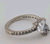 Pandora Double Heart Sparkling Ring Sterling Silver ALE 54  Size 9  3.0 Grms1
