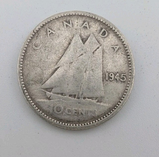 1945 Canada 10c Silver coin Dime - 2g of pure silver0