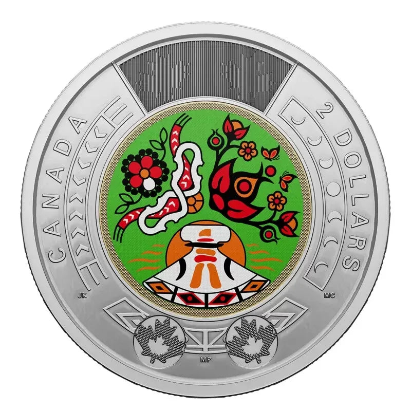 2023 Canada Toonie PAIR - National Indigenous Peoples Day $2 coloured & plain - NumisFind